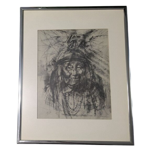 Native American Chief Art Print by Don Ruffin Double Signed A/P Framed - Picture 7 of 8